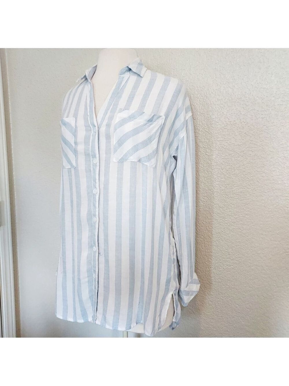 Thread & Supply Blue & White Striped Button Up Size XS - Picture 4 of 11